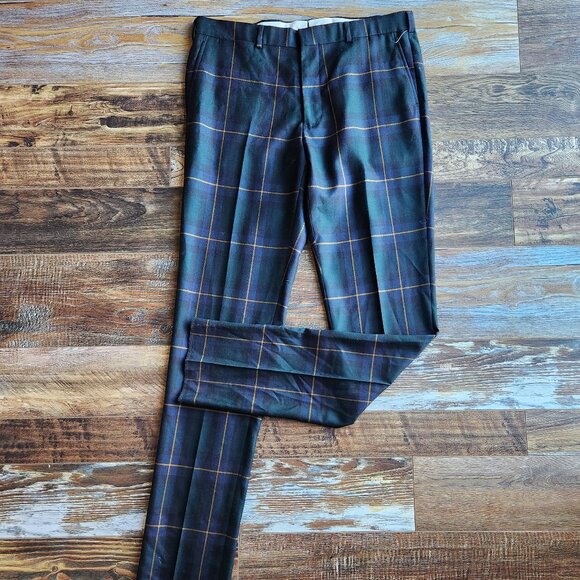 NWT Brooks Brothers Milano Fit Lanificio Di Pray Italian Wool Green Check Pants - Picture 1 of 14